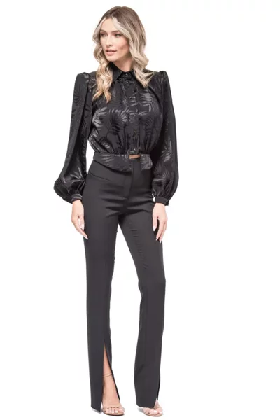 Bluza eleganta, neagra, cu umeri proeminenti si maneci bufante, ERIAN