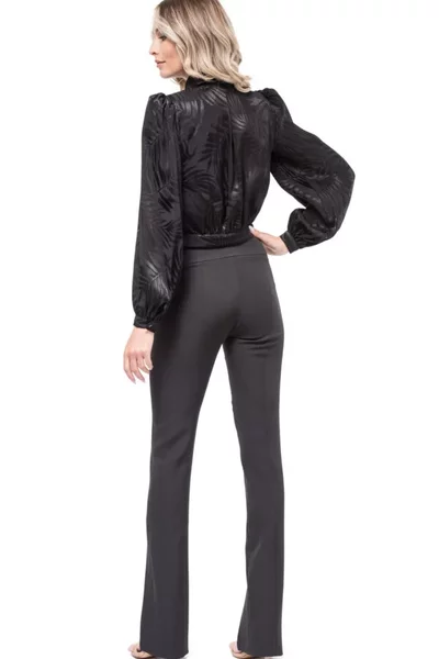 Bluza eleganta, neagra, cu umeri proeminenti si maneci bufante, ERIAN