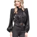 Bluza eleganta, neagra, cu umeri proeminenti si maneci bufante, ERIAN